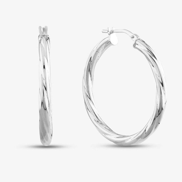 T. H. Baker Silver Twisted Hoop Earrings 8-53-9039