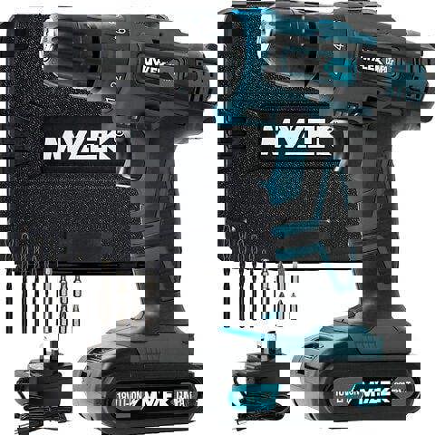 Mylek 18V Cordless Li-Ion Drill With Accessory Kit and Carry Case