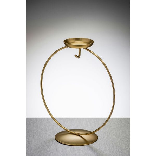 Circular Metal Ornament Stand with Tea Light Holder - Gold
