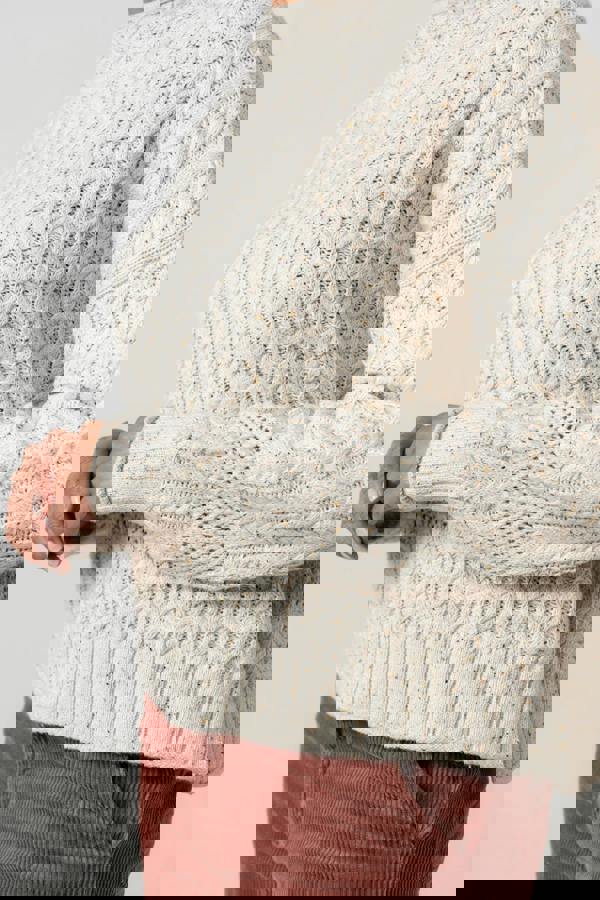 Lily & Me Elspeth Cable Knit High Neck Jumper Ecru