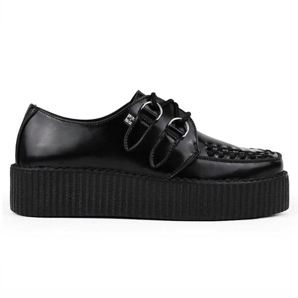 TUK Footwear TUK Viva High Creeper Black Leather Platform Lace-Up Goth Shoes - AV6802