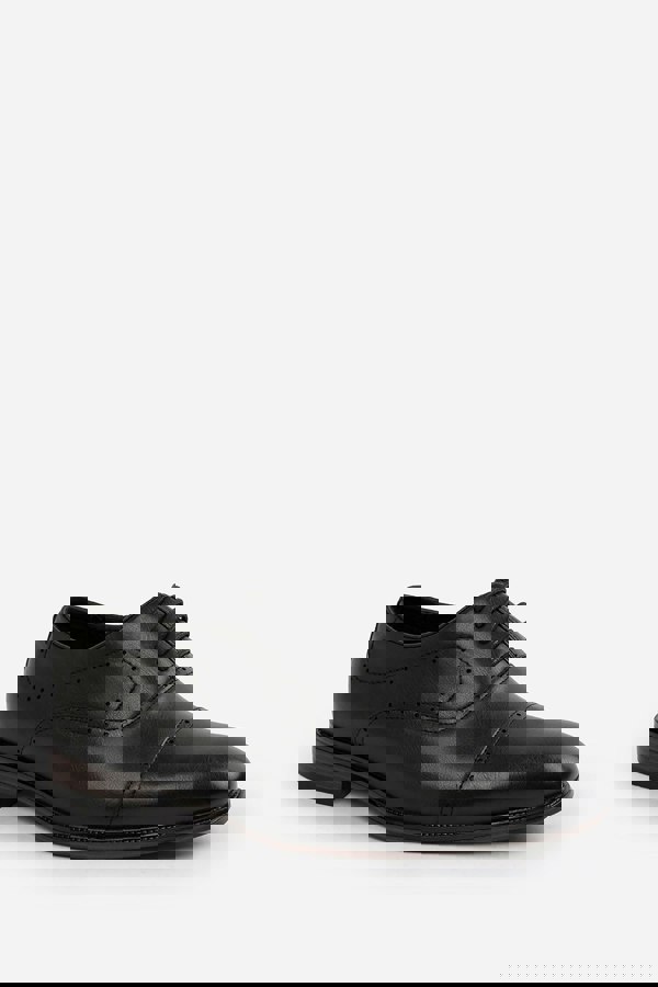 Where's That From Michael Textured Oxford Lace Up Work Dress Shoes in Black Faux Leather