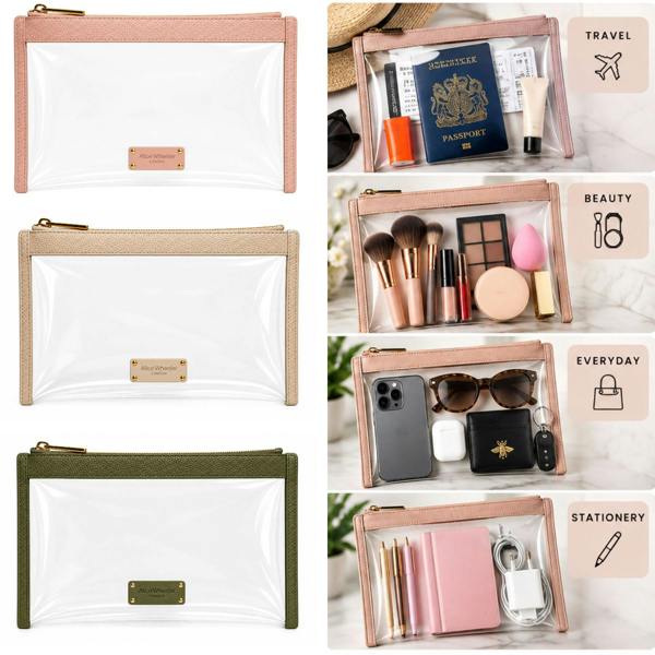 Alice Wheeler Clear Travel Pouch Makeup & Toiletry Organiser