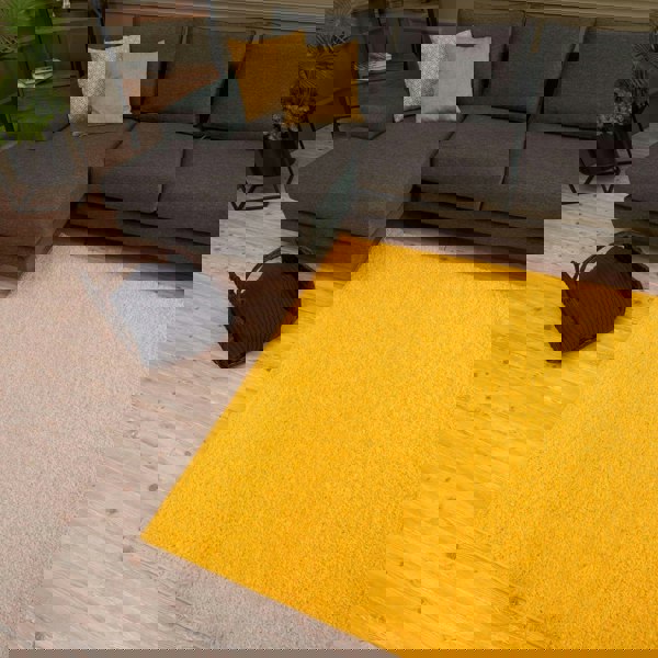 Shaggy Rug Plain Yellow high quality, non-shedding