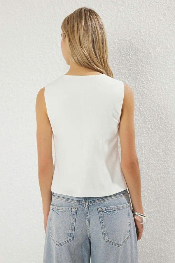 WOVCOR Tie Detail Vest