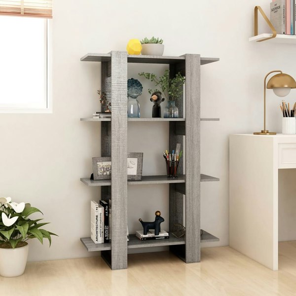 Berkfield Book Cabinet/Room Divider Grey Sonoma 80x30x123.5 cm