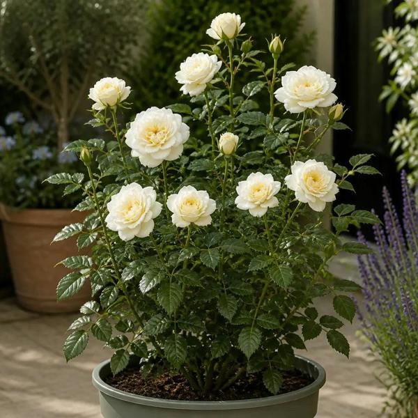 3L Silver Anniversary Cream Rose Bush - Beautiful Flowering Plant Gift