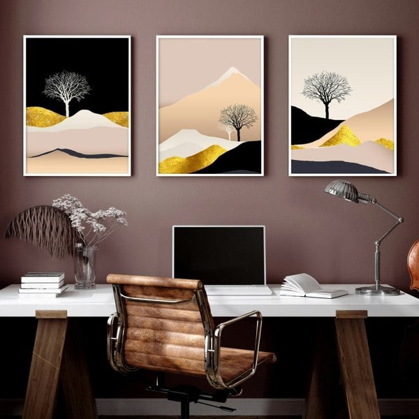 Wall art Scandinavian for office | set of 3 framed wall art