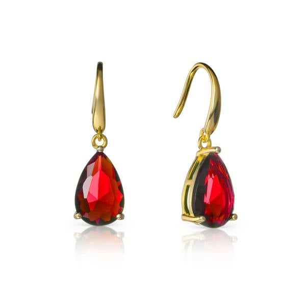 namana Gold Plated Red Pear Drop Earrings