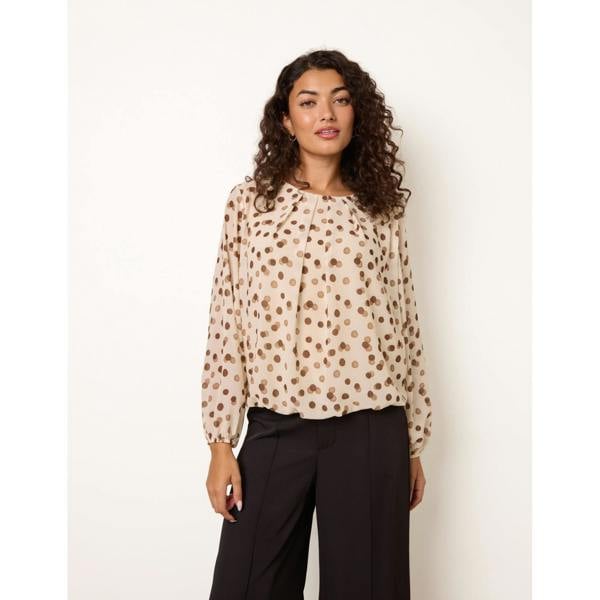 Blue Vanilla Round Neck Shadow Polka Dot Top