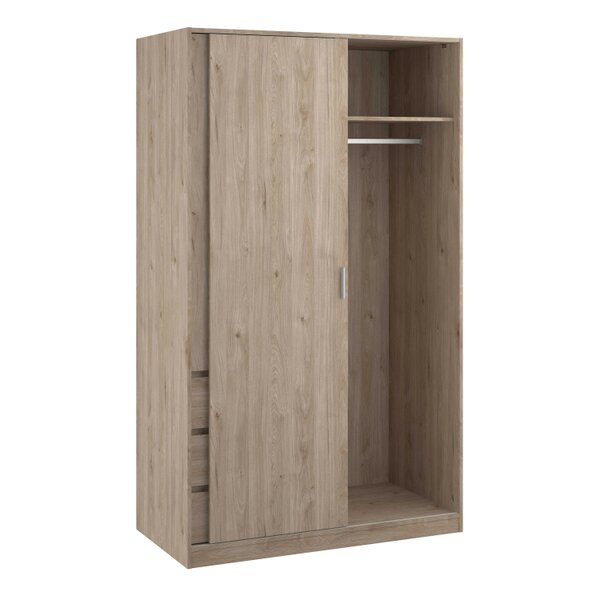 Wyld Haus Budapest Natural Oak Effect Wood Wardrobe 2 Doors 3 Drawers