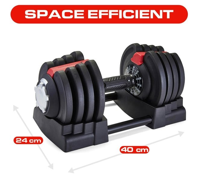 Strongology ELEMENT18 Black and Red Home Fitness Smart Adjustable Dumbbell from 1.5kg up to 18kg Training Weights Pair