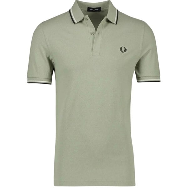 Fred Perry Black Twin Tipped Collar Light Green Polo Shirt XS