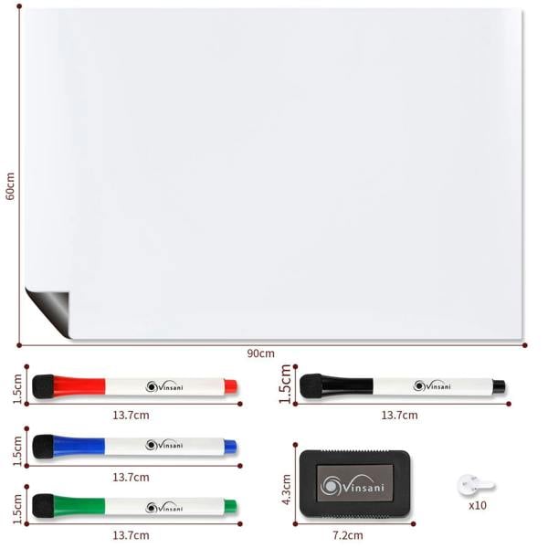 Dyzi 60 x 90cm Magnetic Whiteboard with 4 Dry Erase Pens and Eraser