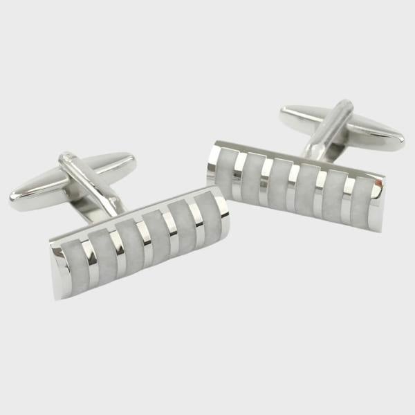 Sophos Cylinder 3 Stripe Cufflinks - Mother of Pearl