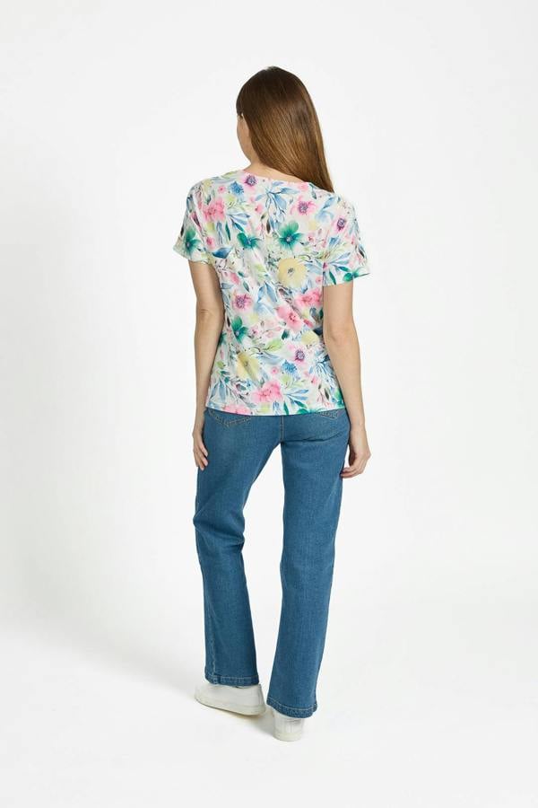 Mudflower Floral Print Water-Colour Effect Top