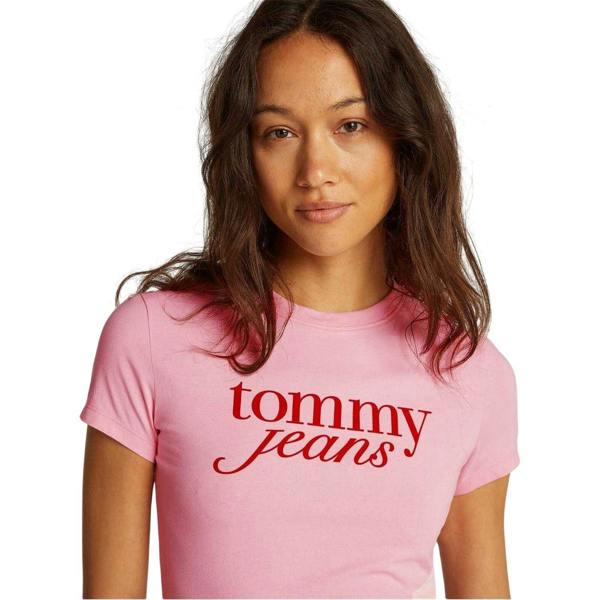 Tommy Jeans Womens/Ladies Essential Logo Slim T-Shirt - Pink - 