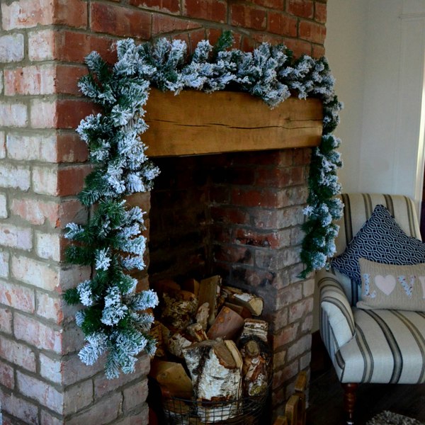 Samuel Alexander Premier 2.7m Snow Flocked Pine Christmas Garland with Glitter Finish