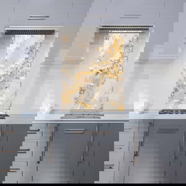 Warren Reed - Designer Gold And White Quartz Effect Kitchen Splashback