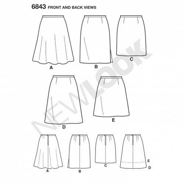 New Look Sewing Pattern 6843, Skirts for Women, 8-10-12-14-16-18 - Beginner, Easy