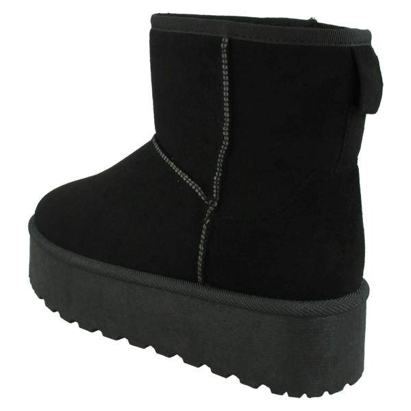 Spot On Ladies Spot On Mid Platform Microsuede Ankle Boots F4464