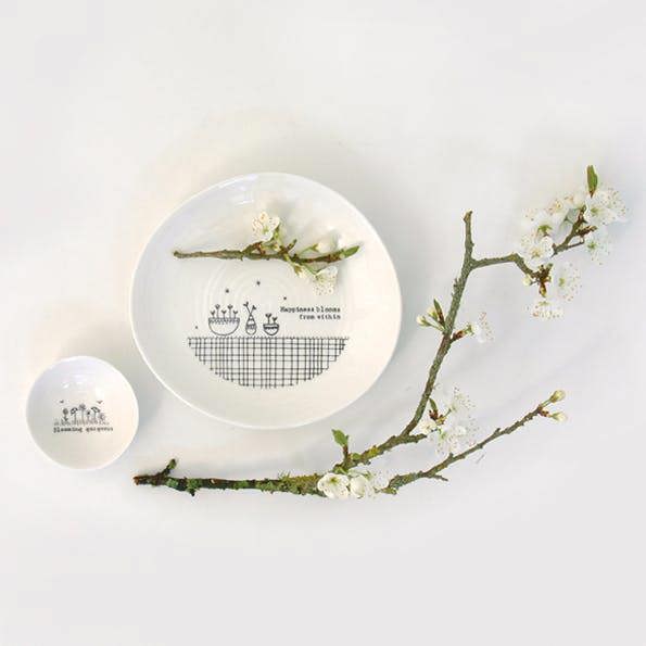 “Happiness Blooms From Within” Porcelain Dish - 14.5cm