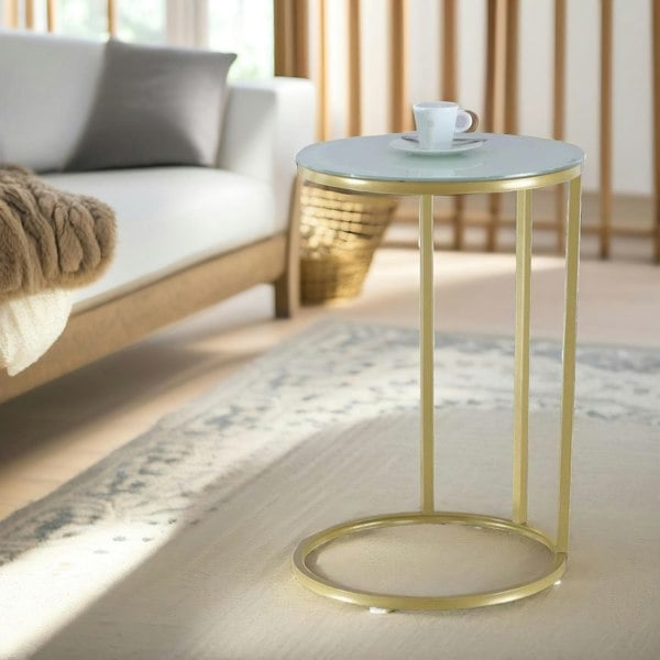 Rafaelo Mobilia Round C Shaped Side Table Gold