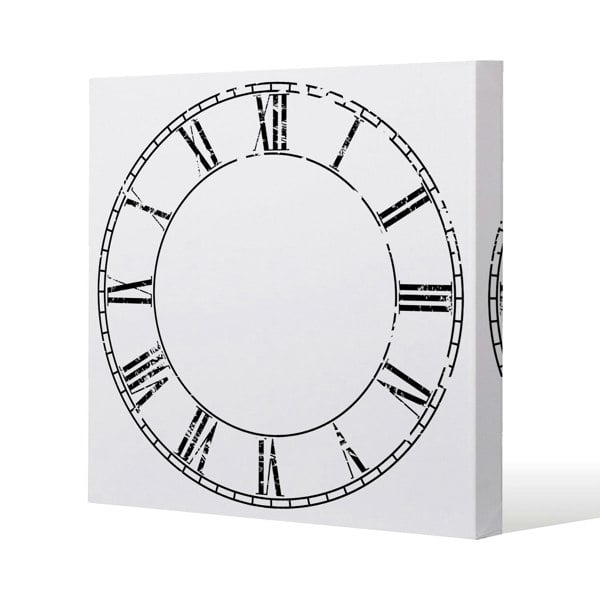 Benjamin Tate Design Roman Numeral Clock Slim Style Canvas Print  50x50cm , 15mm Slim Real wood.