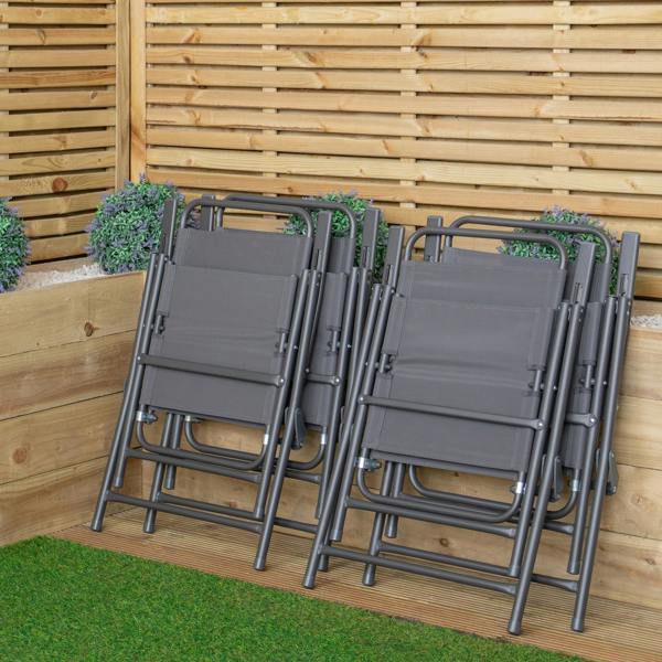 Samuel Alexander Set of 4 Outdoor Multi-Position Textoline Garden Chairs in Grey