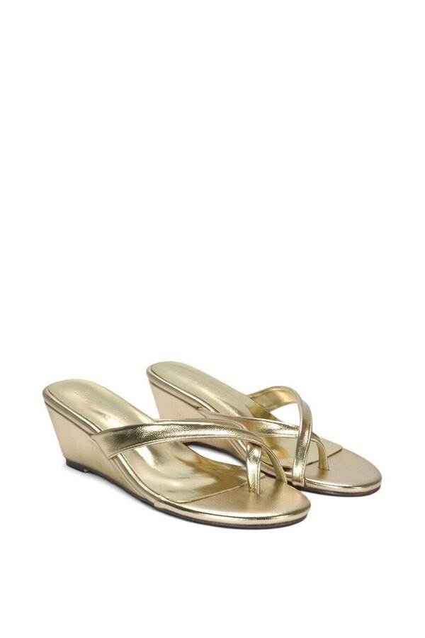 XY LONDON Mid Wedge Heel Sandal Mules With Toe Post