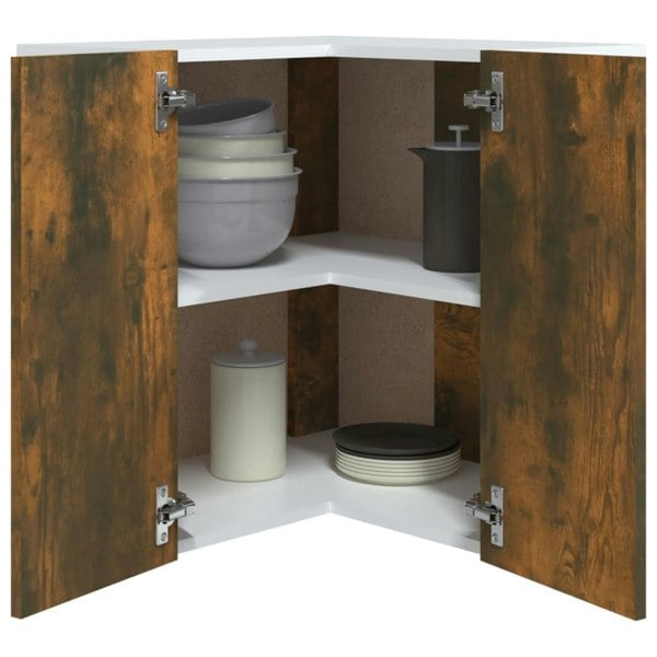 Berkfield Hanging Corner Cabinet Smoked Oak 57x57x60 cm Engineered Wood