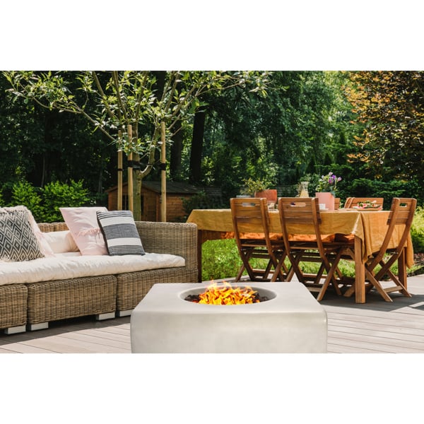 Homeology Fireology ADELPHI Light Grey Lavish Garden and Patio Gas Fire Pit with Eco-Stone Finish - Fully Assembled