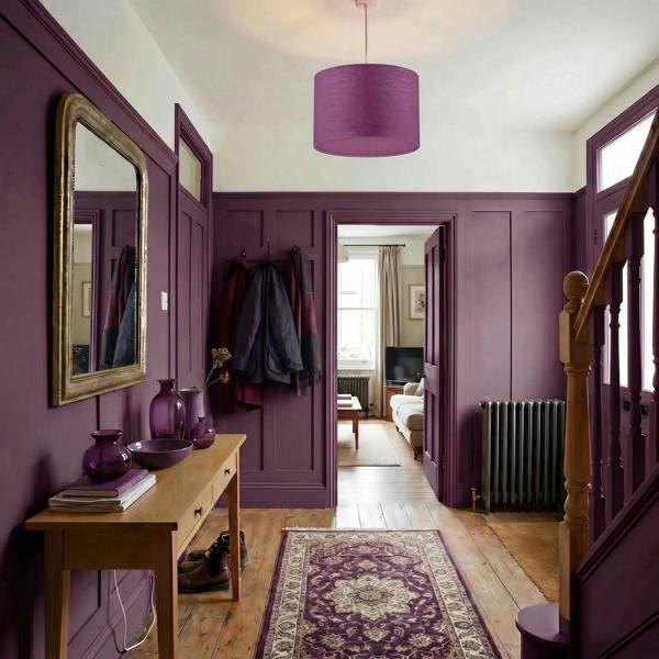Modern Purple Wine Textured Linen Pendant Light Shade with Diffuser Image 6