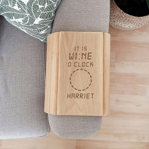 Personalised Memento Company Personalised Its Wine O'Clock Wooden Sofa Tray