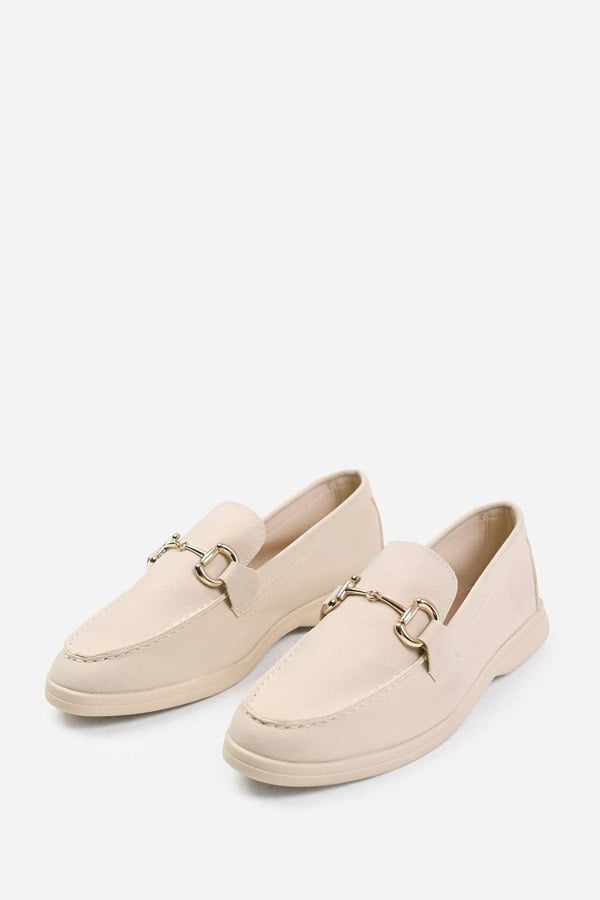 Where's That From Italy Slip on Loafer With Metal Detailing in Beige Suede