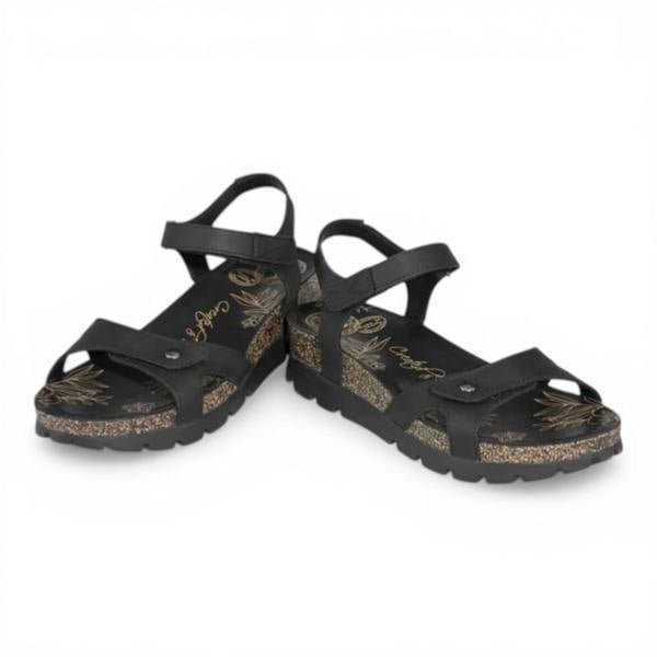 Panama Jack Women's Wedge Black Leather Platform Sandals -  Sulia B2