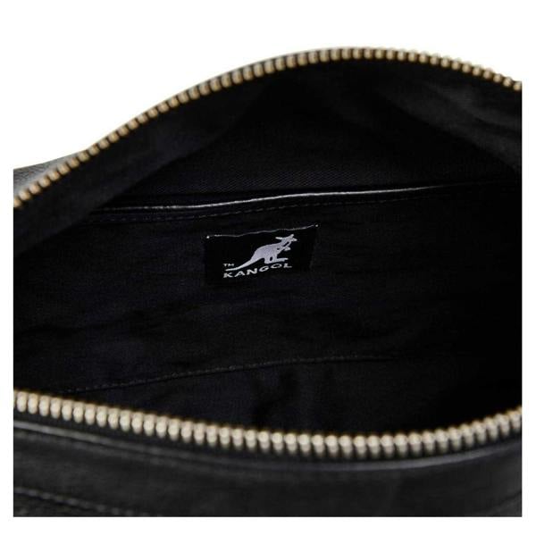 Kangol Metal Logo Leather Crossbody Bag - Black - 