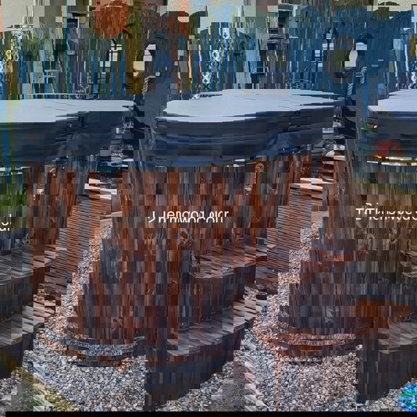 Wood Fired Ofuro Style Hot Tub, Fibreglass/ Liner, for couples.