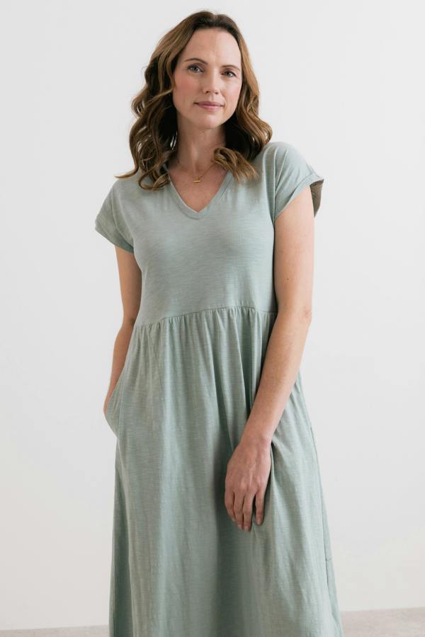 Lily & Me Shine Organic Cotton Jersey Dress Silver Sage