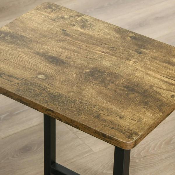Rustic brown bar stool seat top with woodgrain texture and rounded corners