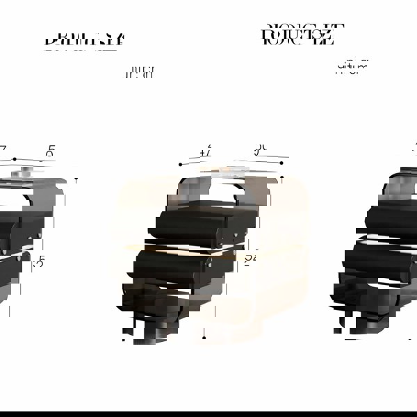 Friesen Rotateble Bedside Table With Storage & Light Strip-Weilai Concept