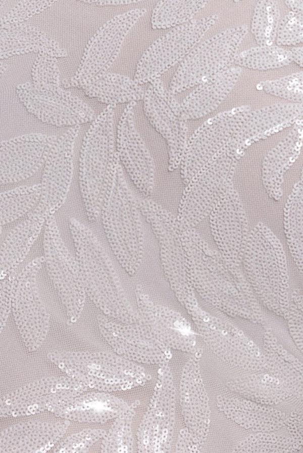 Sequin Leaf Long Sleeve Maxi Dress - White DR4359