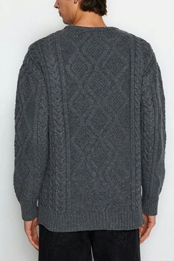 WOVCOR Crew Neck Hair Knit Men's Sweater