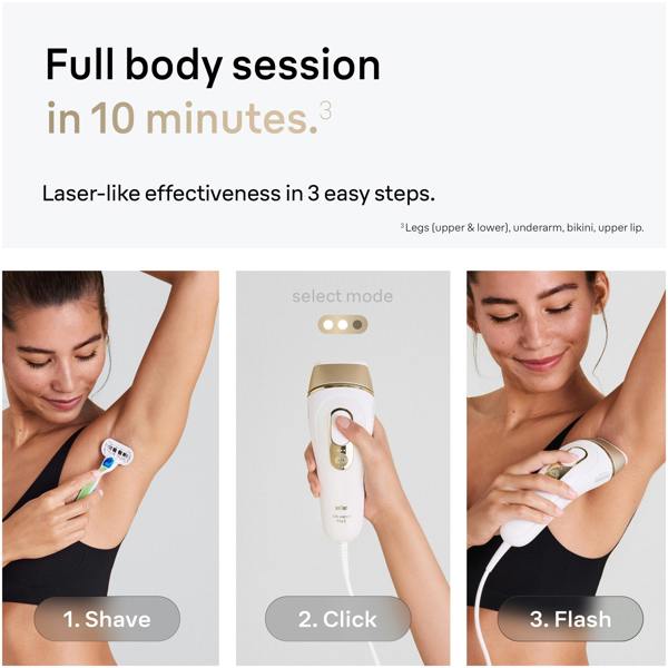 Braun IPL Silk-Expert Pro 5, At Home Hair Removal Device with Pouch, White/Gold, PL5124