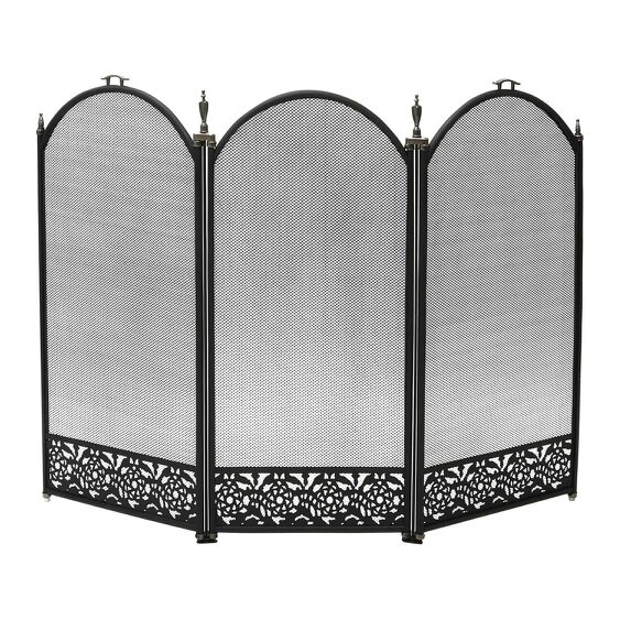 Heavy Duty Steel 3 Panel Folding Fireplace Guard
