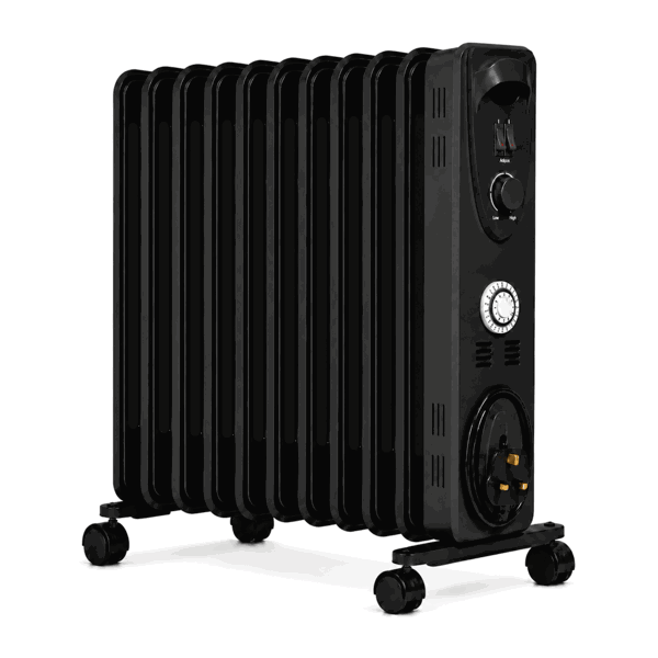 MYLEK Oil Filled Radiator 2500w Portable Heater Thermostat 24 Hour Timer Grey