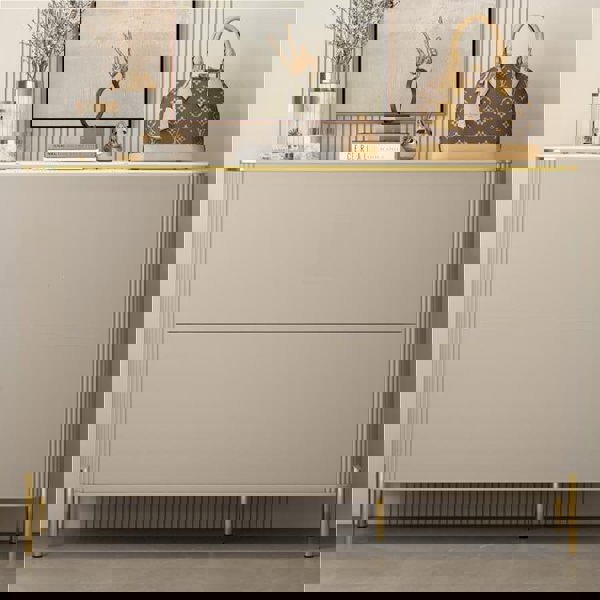 Detail view of Malvina Shoe Storage, Light Grey with ideas for shoe storage in small spaces