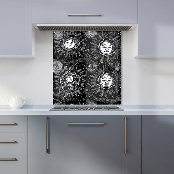 Warren Reed - Designer Moon and Sun White Black Kitchen Splashback