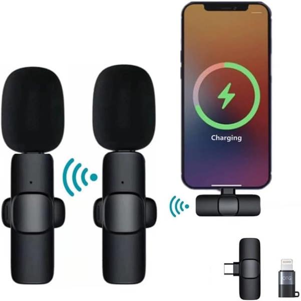 Dragodirect Portable Wireless Lavalier Microphone Duo – 2.4GHz Mini Clip-On Mics for Video & Interview