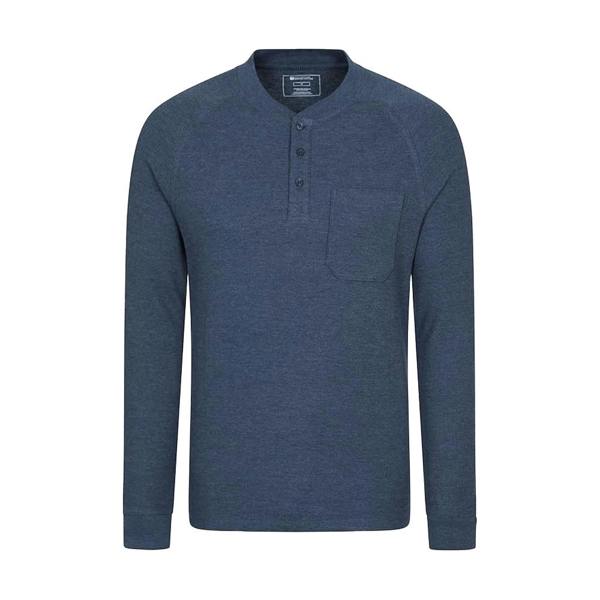 Mountain Warehouse Mens Selby Waffle Henley Long-Sleeved T-Shirt - Navy - 